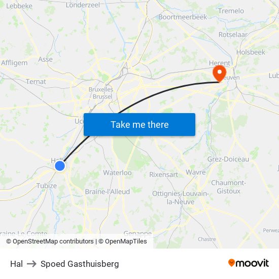 Hal to Spoed Gasthuisberg map