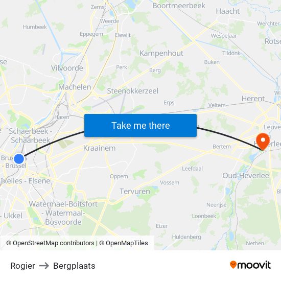 Rogier to Bergplaats map
