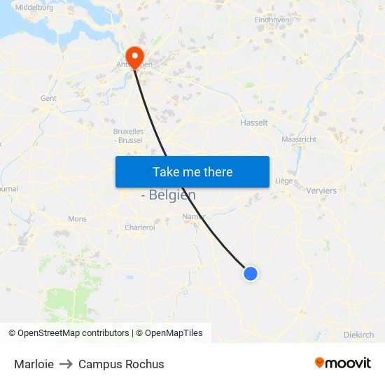 Marloie to Campus Rochus map