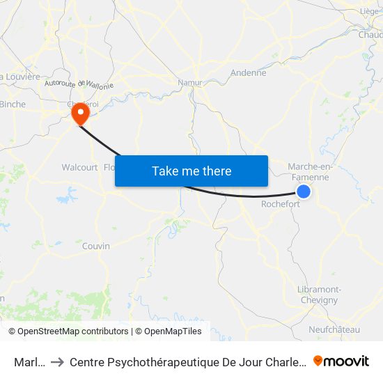Marloie to Centre Psychothérapeutique De Jour Charles-Albert Frère map