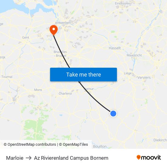 Marloie to Az Rivierenland Campus Bornem map
