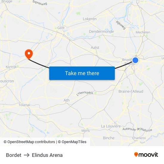 Bordet to Elindus Arena map