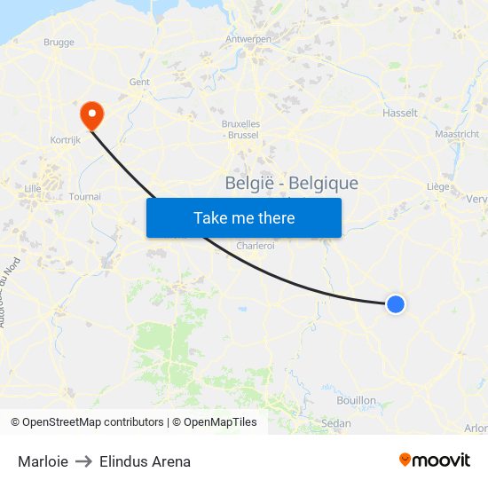 Marloie to Elindus Arena map