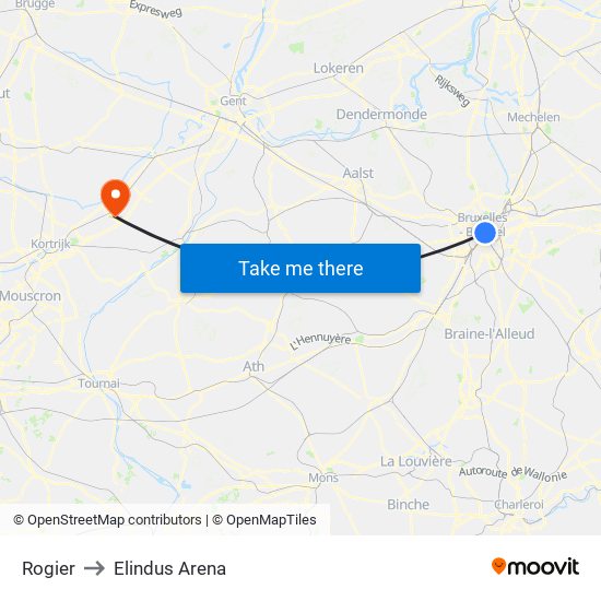 Rogier to Elindus Arena map