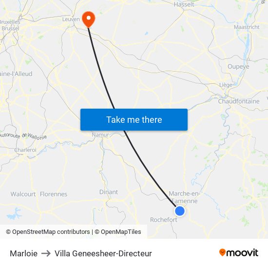 Marloie to Villa Geneesheer-Directeur map
