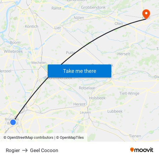 Rogier to Geel Cocoon map