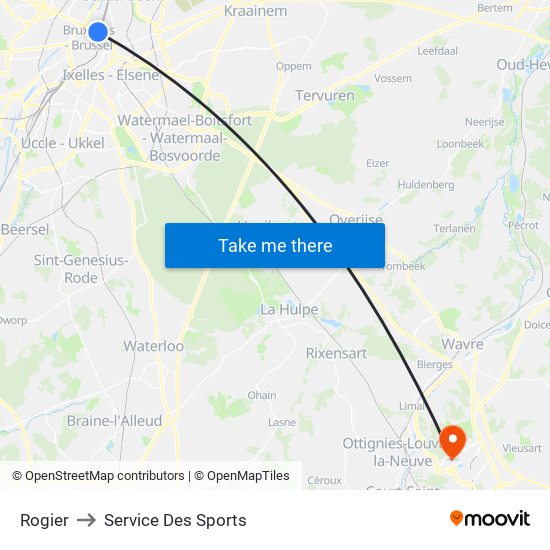 Rogier to Service Des Sports map