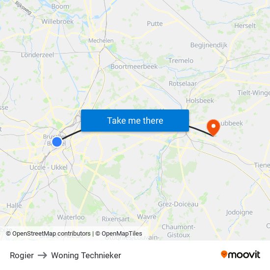 Rogier to Woning Technieker map