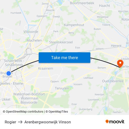 Rogier to Arenbergwoonwijk Vinson map