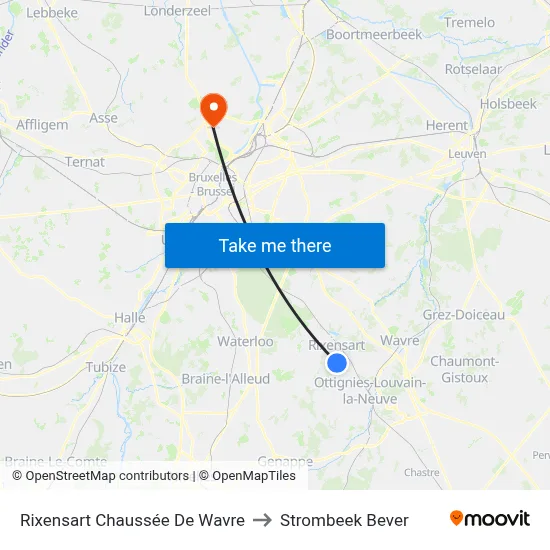 Rixensart Chaussée De Wavre to Strombeek Bever map