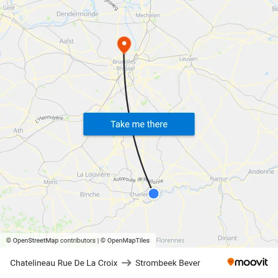 Chatelineau Rue De La Croix to Strombeek Bever map