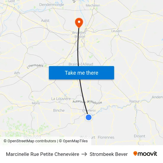 Marcinelle Rue Petite Chenevière to Strombeek Bever map