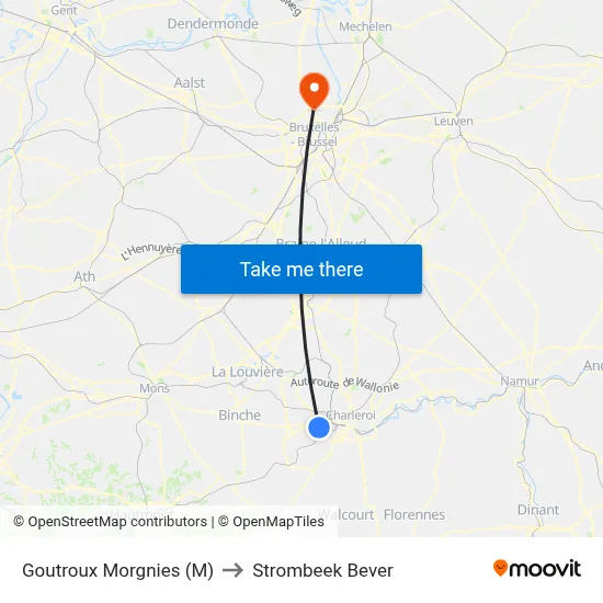 Goutroux Morgnies (M) to Strombeek Bever map