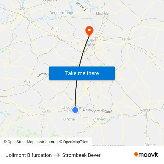 Jolimont Bifurcation to Strombeek Bever map