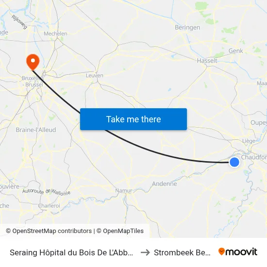 Seraing Hôpital du Bois De L'Abbaye to Strombeek Bever map