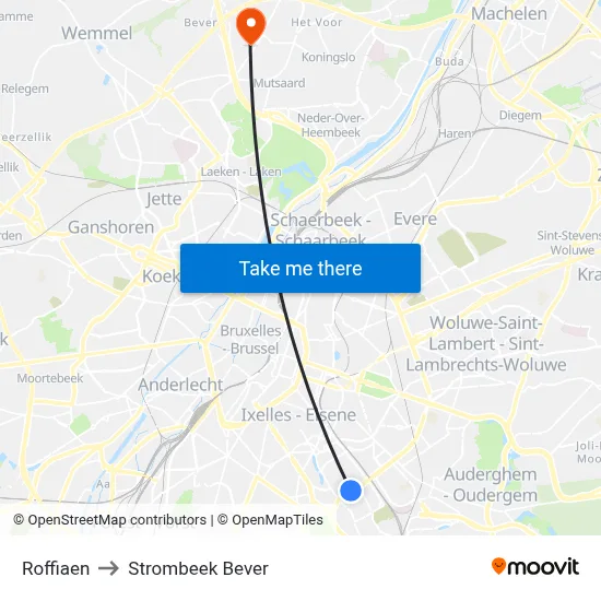 Roffiaen to Strombeek Bever map