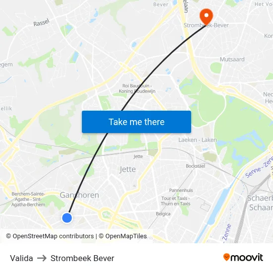 Valida to Strombeek Bever map