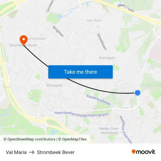 Val Maria to Strombeek Bever map