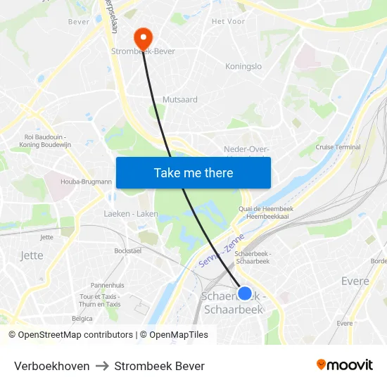 Verboekhoven to Strombeek Bever map