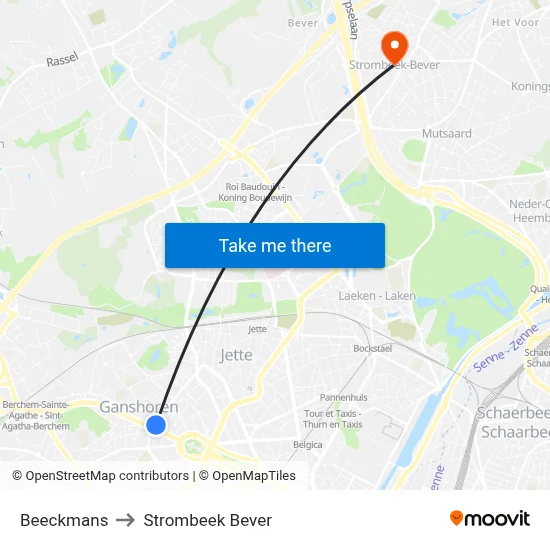 Beeckmans to Strombeek Bever map
