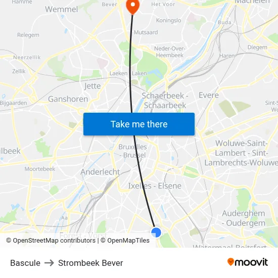 Bascule to Strombeek Bever map