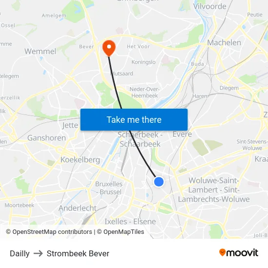 Dailly to Strombeek Bever map