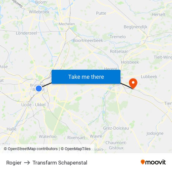 Rogier to Transfarm Schapenstal map