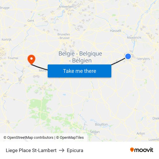 Liege Place St-Lambert to Epicura map
