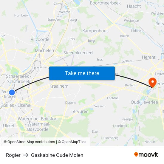 Rogier to Gaskabine Oude Molen map