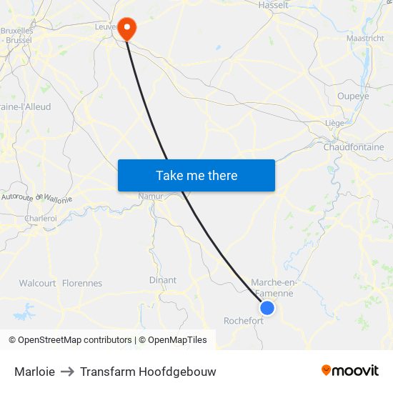 Marloie to Transfarm Hoofdgebouw map
