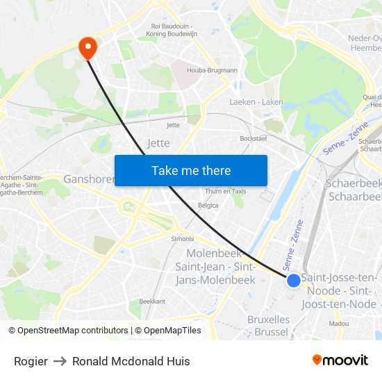 Rogier to Ronald Mcdonald Huis map