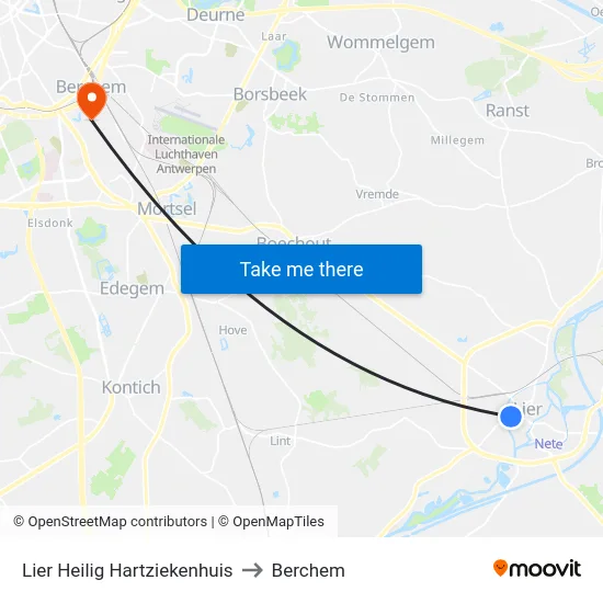 Lier Heilig Hartziekenhuis to Berchem map