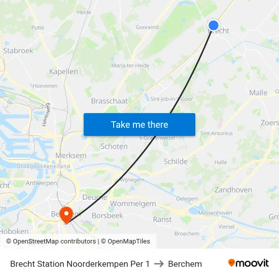 Brecht Station Noorderkempen Per 1 to Berchem map