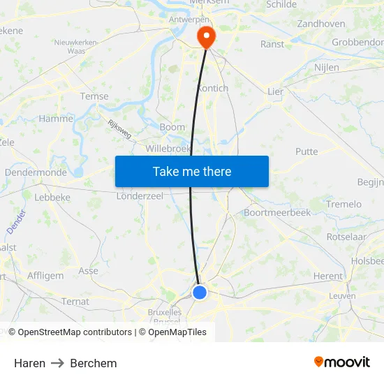 Haren to Berchem map