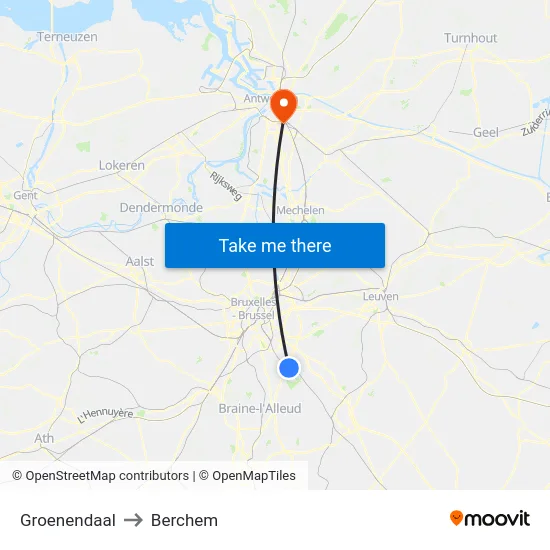 Groenendaal to Berchem map