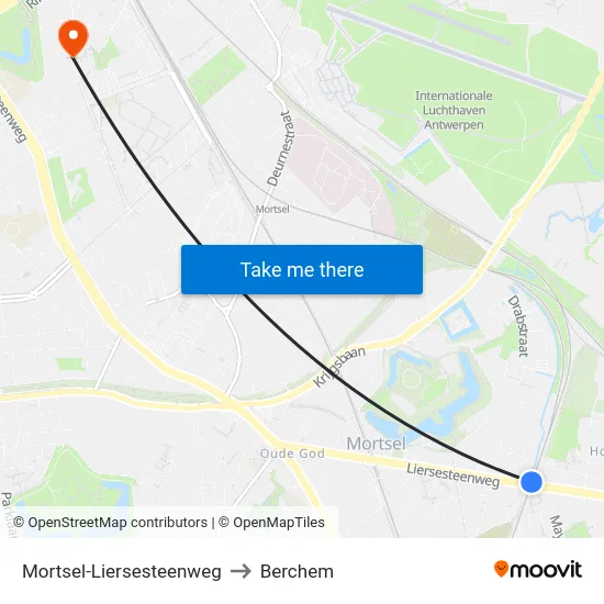 Mortsel-Liersesteenweg to Berchem map