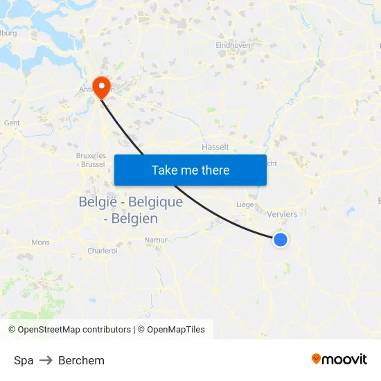 Spa to Berchem map