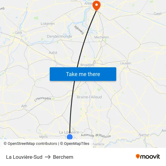 La Louvière-Sud to Berchem map