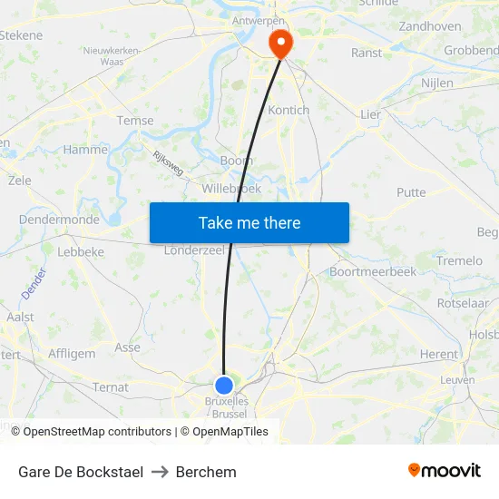Gare De Bockstael to Berchem map