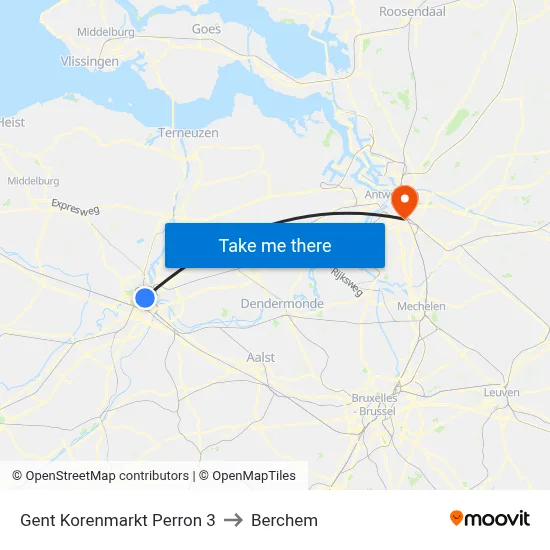 Gent Korenmarkt Perron 3 to Berchem map