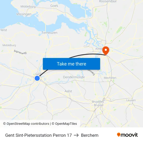Gent Sint-Pietersstation Perron 17 to Berchem map