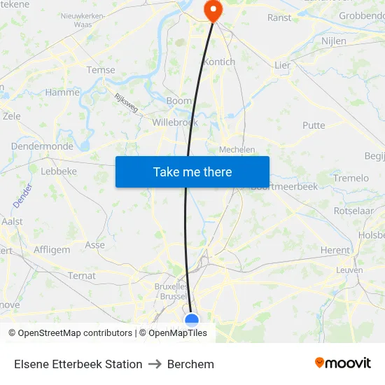 Elsene Etterbeek Station to Berchem map