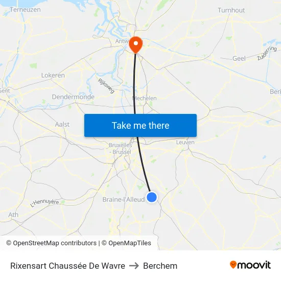 Rixensart Chaussée De Wavre to Berchem map