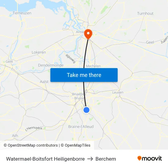 Watermael-Boitsfort Heiligenborre to Berchem map