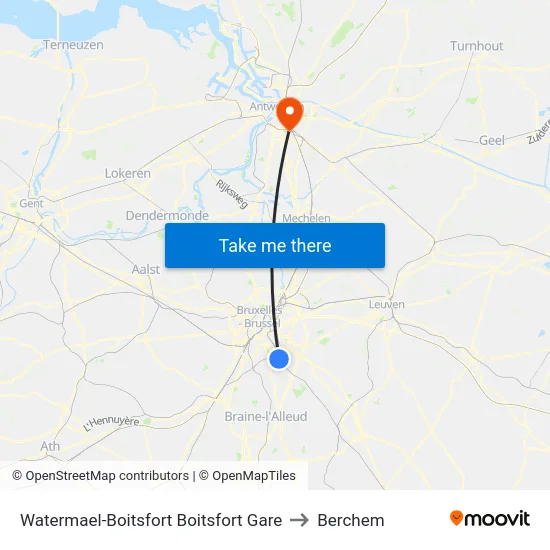 Watermael-Boitsfort Boitsfort Gare to Berchem map