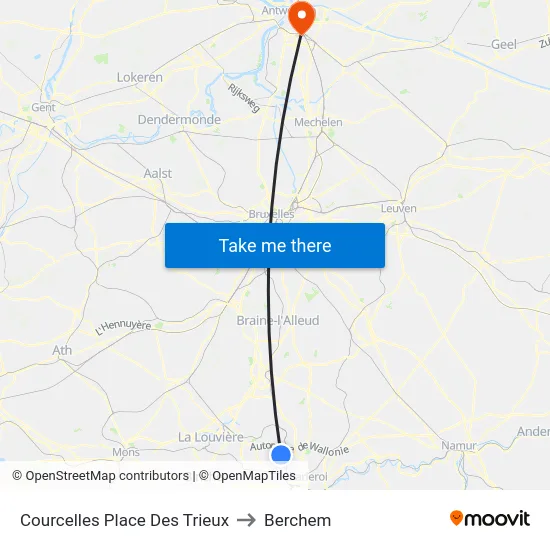 Courcelles Place Des Trieux to Berchem map