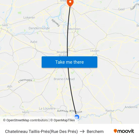 Chatelineau Taillis-Prés(Rue Des Prés) to Berchem map