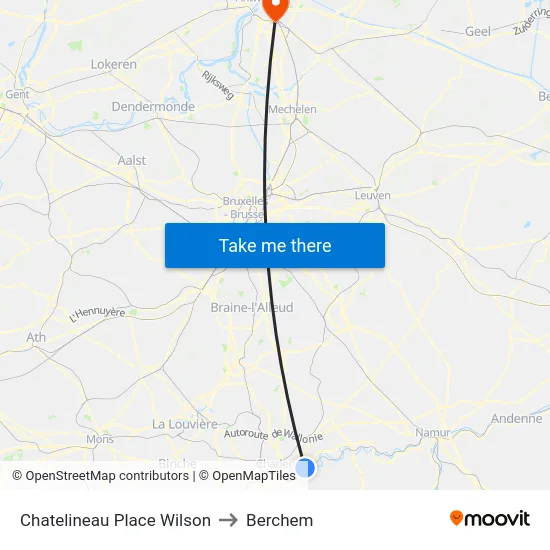 Chatelineau Place Wilson to Berchem map