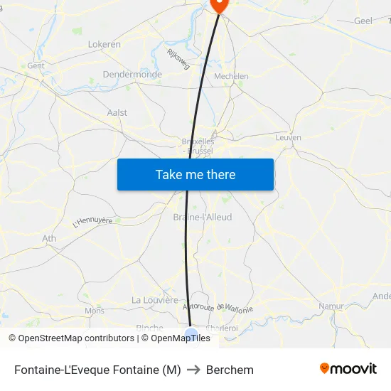 Fontaine-L'Eveque Fontaine (M) to Berchem map