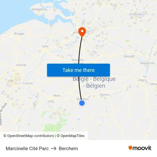 Marcinelle Cité Parc to Berchem map